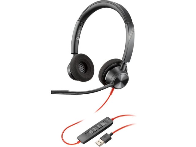 POLY Blackwire 3320 USB-A - Wired, Dual-Ear (Stereo) Headset with Boom Mic - USB-A to Connect to Your PC, Mac or Cell Phone - Works with Teams,...