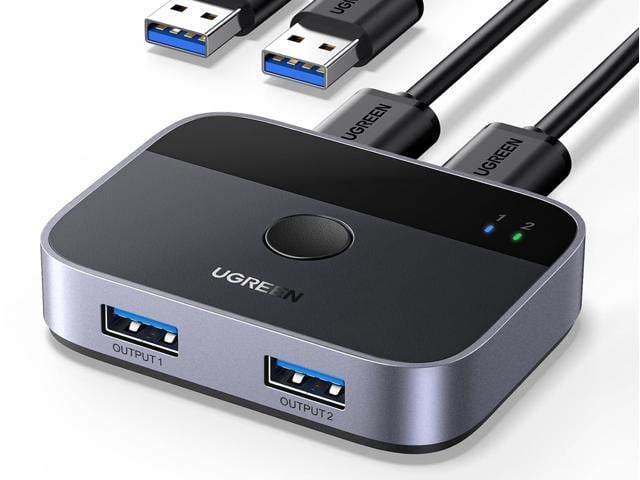 UGREEN USB 3.0 Switch 2 in 2 Out, USB Switcher 2 Computers Sharing Keyboard and Mouse Printer Scanner Webcam, Printer Splitter for 2 Computers, 2...