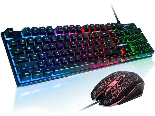 RGB Gaming Keyboard and Breathing Mouse Combo, Adjustable Breathing Backlit Mechanical Feeling Keyboard with 4 Colors 4800DPI Backlight Mouse for...