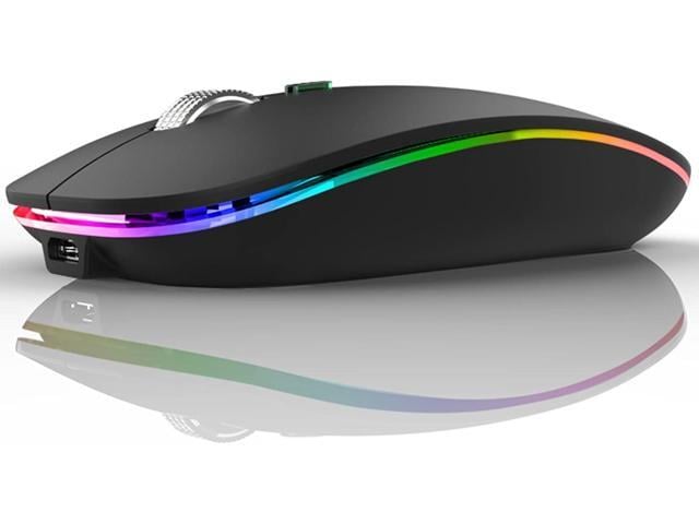 TENMOS Wireless Bluetooth Mouse, LED Slim (Bluetooth 5.1/5.0 + USB) 2.4GHz Rechargeable Silent Bluetooth Wireless Mouse with Type C Adapter for...