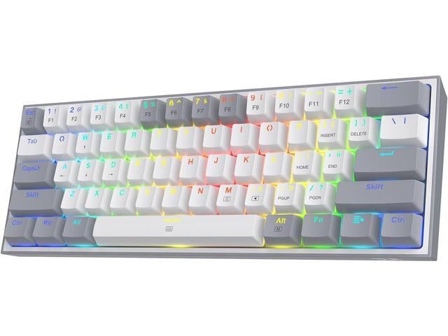 K617 Fizz 60% Wired RGB Gaming Keyboard, 61 Keys Hot-Swap Compact Mechanical Keyboard w/White and Grey Color Keycaps, Linear Red Switch, Pro...