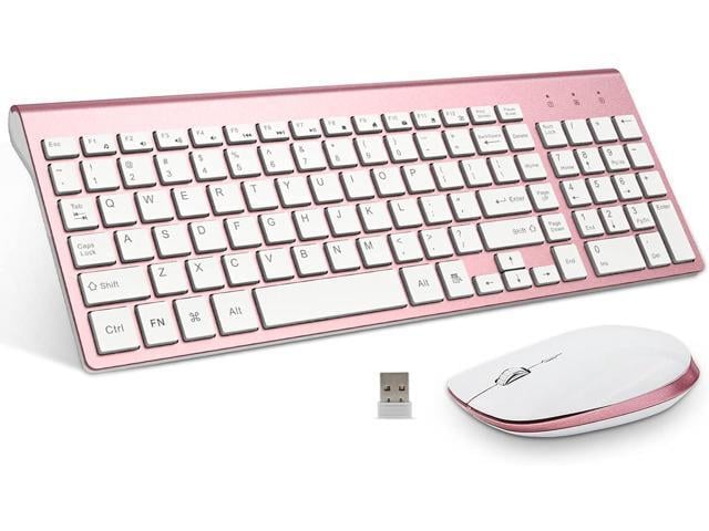 FENIFOX Keyboard and Mouse Wireless, USB 2.4GHz Combo Silent Quiet Low Profile Compact Full Size Flat Slim Thin Portable with Number Pad Soft Cover...