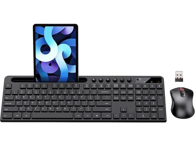 Wireless Keyboard and Mouse Combo, MARVO 2.4G Ergonomic Wireless Computer Keyboard with Phone Tablet Holder, Silent Mouse with 6 Button, Compatible...