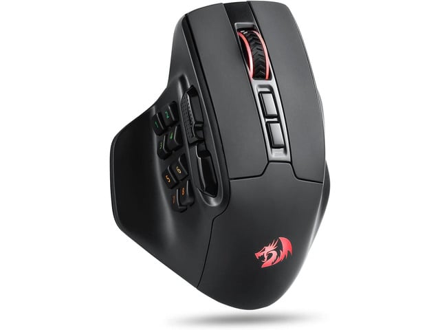 Redragon M811 PRO Wireless MMO Gaming Mouse, 15 Programmable Buttons RGB Gamer Mouse w/Ergonomic Natural Grip Build, 10 Side Macro Keys, Software...