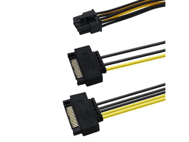 1PCS 18cm Dual SATA 15pin to 8pin Graphic Card Power Adapter Cable PCIE SATA Power Supply Cable for Bitcoin Miner Mining(8P TO 2SATA)