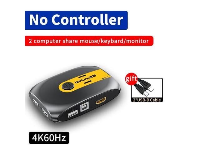 Hdmi KVM Switch 4K60Hz Video Switcher with Extender 2 laptop Share 1 Monitor 4 USB 2.0 1.1 for Mouse Keyboard Printer(No controller)