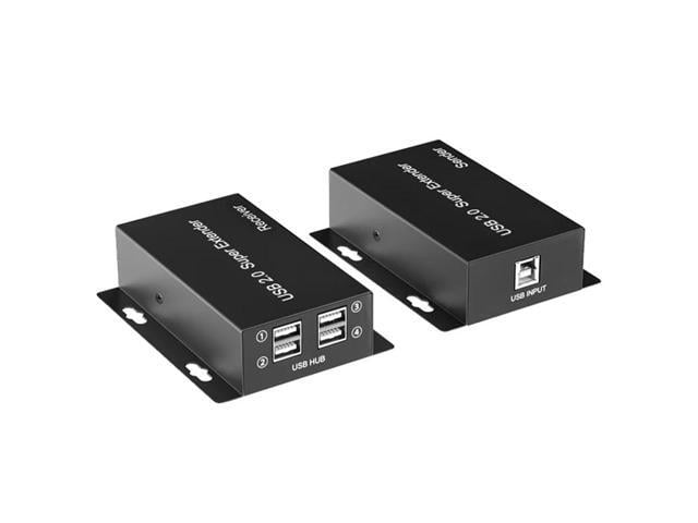 USB Extender 50M 4-Port USB2.0 HUB over Cat5e Cat6 Up to 50M USB to Rj45 LAN Extension Transmitter Support Webcam Camera Printer(With EU Plug)