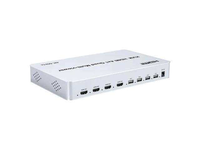4K 60Hz KVM HDMI Multi-viewer 4X1 HDMI Quad Screen Multiviewer with seamless 4 In 1 HDMI Multi viewer For USB Keyboard Mouse PC(US Plug) (1080P 60Hz)