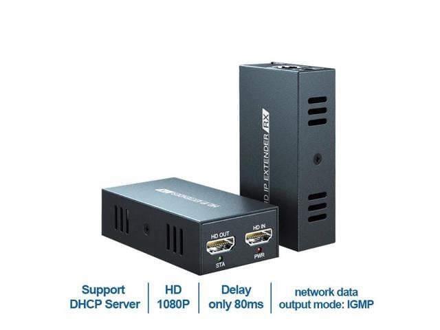 (AU Plug)(1TX and 1RX)150M HDMI Extender over IP By Single Cat5e/6 Cable 1080P HDMI IP Extender One to Multiple Monitors via Ethernet Switch for PC TV