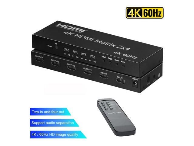 4K HDMI Matrix 2 in 4 out Video Matrix Switch 2x4 4K 60Hz for HDMI Splitter Switch Matrix with SPDIF R/L Audio for PC TV Monitor(with AU Plug) (NO...