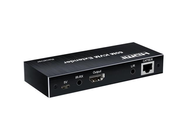 1080P HDMI KVM Extender over Rj45 Cat5e/6 to 60M HDMI USB KVM Extender Transmit with Loop Out Control Support USB Mouse Keyboard(USB Power cable)