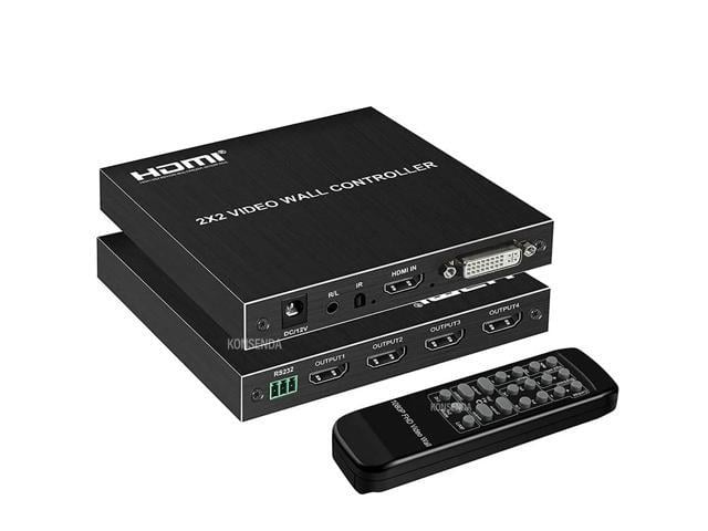 2x2 Video Wall Controller 1080P HDMI TV Screen Splicing Box Processor 1x2 1x3 1x4 2x1 3x1 Support Bezel Compensation 180° Flip(With EU Plug)