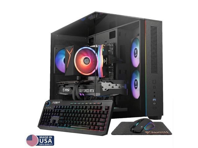 Gigatech Gaming Titan 3 Gaming PC Desktop Bundle - Ryzen 5 5500, RTX 5060, 32GB DDR4, 2TB SSD, RGB, Windows 11, Wi-Fi, 24' 100Hz Monitor