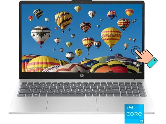 HP 15.6 HD Touch Laptop - Intel Core i3-1215U - Intel UHD Graphics - 8GB RAM,512GB SSD - Win 11 Pro - Silver