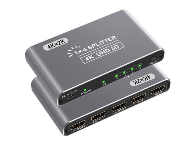 KEHIPI HDMI Splitter 1 in 4 Out, 4K HDMI Splitters for 4 Monitors Supports 3D Full HD 1080P Aluminum, Compatible for PS4 Fire Stick HDTV(1 Source...