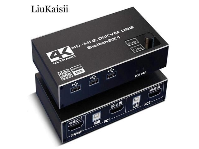 KVM Switch Dual Monitor HDMI-compatible 2 In 1 Out KVM Switcher 4K 60Hz Ultra HD Switch Share Printer Keyboard Mouse