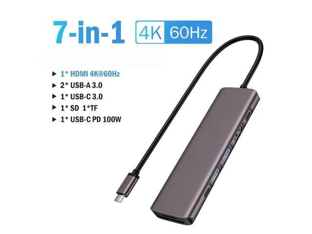 TC45 7Port USB to Video Output 4K 60Hz Docking Station USB C HUB Type-C USB Adapter PD100W SD TF For Type-C Laptop Type-C Phone