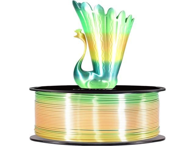 Silk Yellow Green Multicolored Fast Color Gradient Change PLA 3D Printer Filament, 1.75mm 1Kg Multi Colored Rainbow 3D Printing Material, Widely...