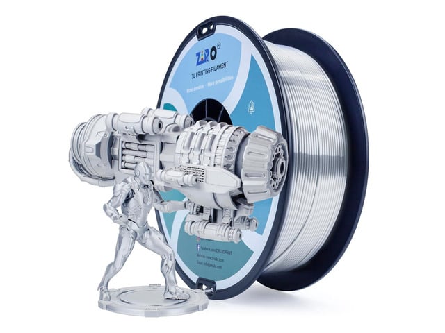 ZIRO PLA 3D Printer Filament, Silky Silver PLA Filament 1.75mm 1KG/2.2lbs Spool, Shiny Shine 3D Printing Material, Metal Metallic 3D Filament,...