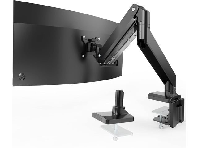 Heavy Duty Monitor Arm for Ultrawide Screens up to 49 inch and 39.6lbs, Premium Aluminum Single Desk Mount Stand with Gas Spring, VESA 75x75/100x100
