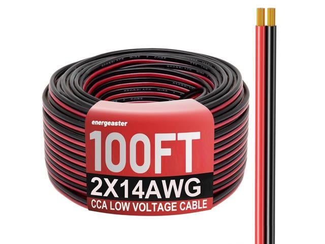 14 Gauge Wire 100FT, 2 Conductors Electrical Wire Red Black Cable, Low Voltage 14 AWG Copper Clad Aluminum Extension Cord for Speaker Wire, LED...