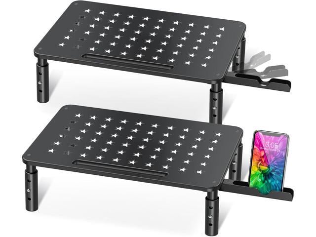 Zimilar 2 Pack Monitor Stand, 3 Height Adjustable Stand with Unique Star Mesh for Computer, Laptop, Printer, Notebook, iMac, Premium Metal Monitor...