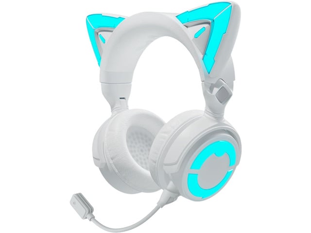 YOWU Cat Ear Headphones 4GS -Wireless Bluetooth Noise Cancelling Headphones, RGB Gaming Headset with Mic & 2.4G USB/Type C Dongle for...