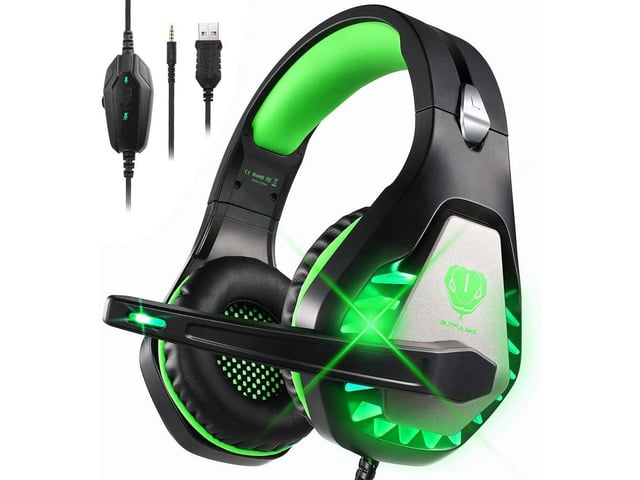 DIWUER Stereo Gaming Headset for Nintendo Switch, PS4, Xbox One with Noise Cancelling Mic, Soft Earmuffs Surround Sound Over Ear Headphones with...