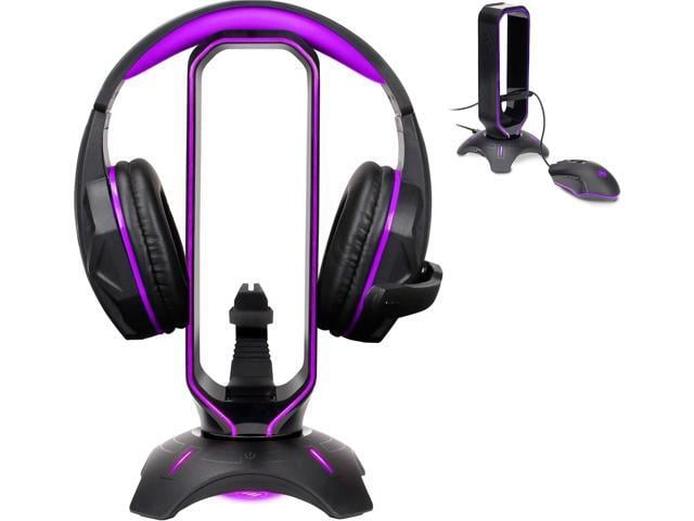 ENHANCE PC Gaming Headset Stand with Mouse Bungee - RGB Headphone Holder, 2 USB Ports, 7 LED Color Modes, Compatible with Desktops, Keyboards,...