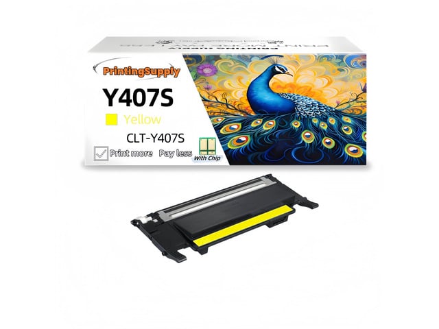 Samsung 1 Pack CLT-Y407S Yellow Toner Cartridge Compatible for Samsung CLT-Y407S CLP320 CLP325 CLX3180 CLX3185 CLP326