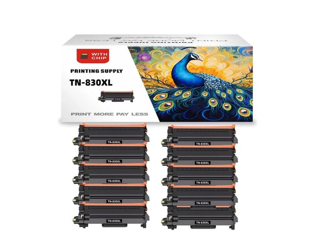Brother 10 Pack High Yield TN-830XL Black Toner Cartridge Compatible for Brother TN830 XL Fits for Brother HL-L2400D HL-L2405W HL-L2460DW HL-L2460DWXL...