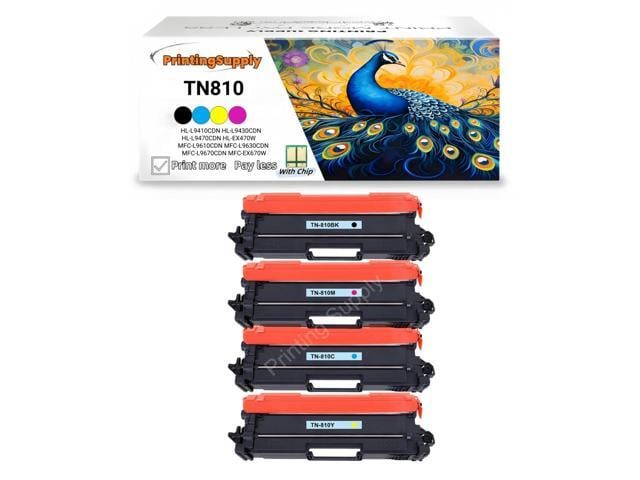 Brother 4-Pack Compatible Toner Cartridges for Brother TN810 BK/C/M/Y Compatible with Brother HL-L9410CDN, HL-L9430CDN, HL-L9470CDN, HL-EX470W,...