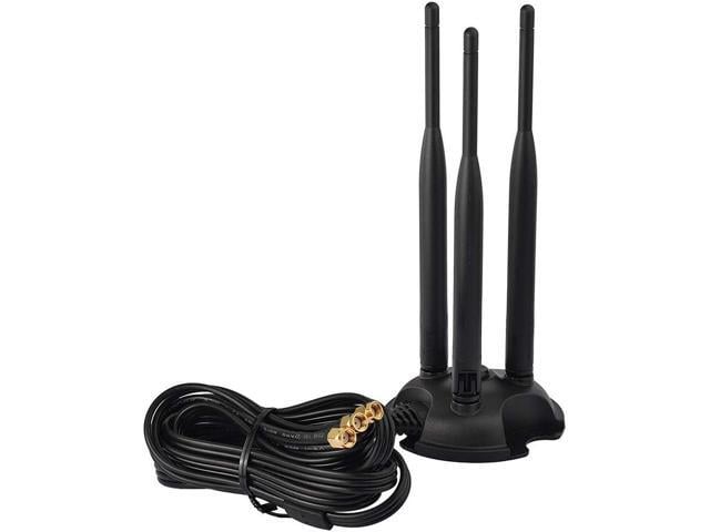 Eightwood 2.4GHz 5GHz Dual Band WiFi Antenna, Triple RP-SMA Antenna Magnetic Base for PC Desktop Computer, PCIe WiFi Card, WiFi Wireless Router,...