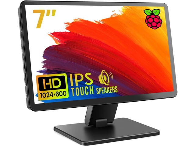 Touch Screen Monitor with Case, 7 Raspberry Pi Screen, IPS FHD 1024×600,Responsive and Smooth Touch,Dual Built-in Speakers,HDMI Input,Compatible...