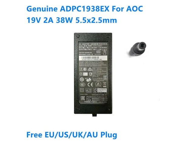 OIAGLH 19V 2A 38W AC Adapter Power Supply ADPC1938EX For ADPC1936 220C4LSB/93 276E7Q I2781FH/79 LCD Monitor Charger