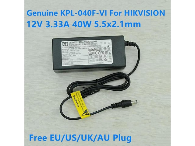 OIAGLH 12V 3.33A 40W 5.5x2.1mm CWT KPL-040F-VI KPL-040F Laptop AC Adapter For Video Recorder Power Supply Charger
