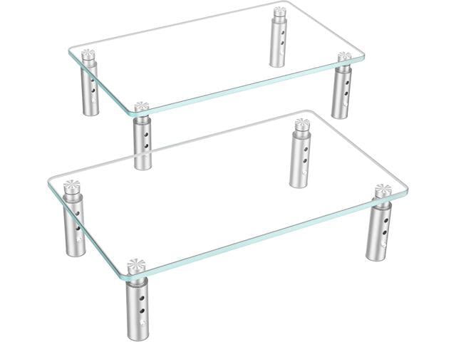 Hemudu 2 Pack Monitor Stand -3 Adjustable Height Monitor Riser, Computer Monitor Stand, Desktop Organizer, Monitor Stand Riser for PC, Computer,...