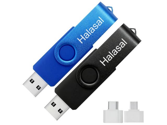 3.0 128GB USB Flash Drives up to 100MB/S 2 Pack Thumb Drives Memory Stick Jump Drive with LED Light for Storage and Backup with1 pack Type -C and...