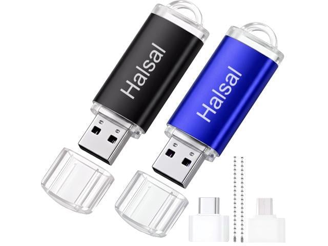 USB Flash Drive with Type-C & Micro USB Adapters, 3-in-1 Thumb Drive Memory Stick for Laptop, Android Phone, Tablet and Industrial Machine, Blue &...