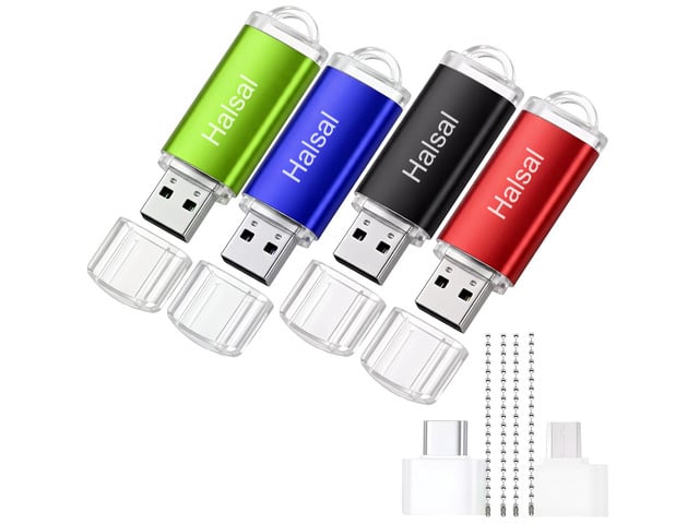 USB Flash Drive with Type-C & Micro USB Adapters, 3-in-1 Thumb Drive Memory Stick for Laptop, Android Phone, Tablet and Industrial Machine, Blue &...