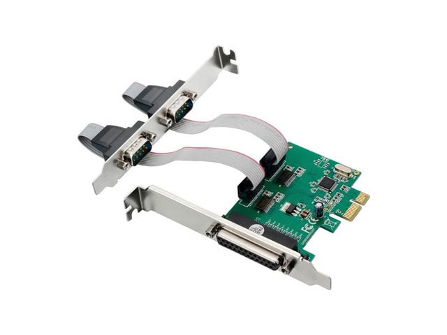 PCIe to 2 PORTS RS-232 Serial Port COM & DB25 Printer Parallel port converter card WCH382L Chipset