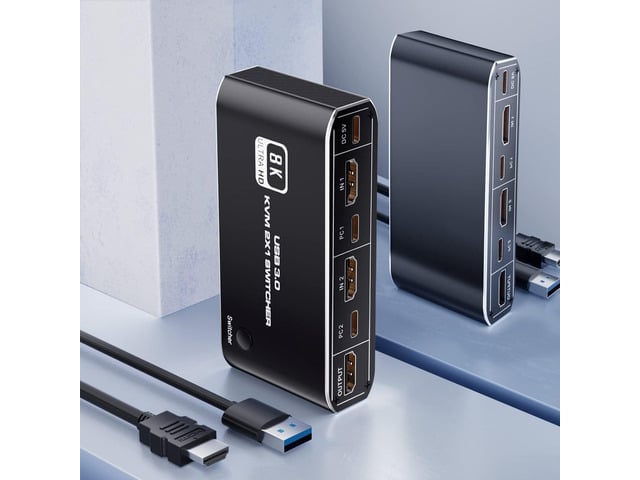 USB HDMI 2.1 KVM Switch 4K 120Hz, BolAAzuL 8K Dual-Port USB 3.0 HDMI 2.1 KVM Switch, USB-C HDMI KVM Switcher with Keyboard Shortcut Hotkey...