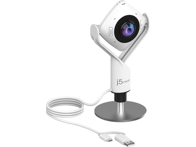j5create 360 Degree All Around Meeting Webcam 1080P HD Camera with High Fidelity Microphone, USB-C for Video Conferencing, Online Classes, and...