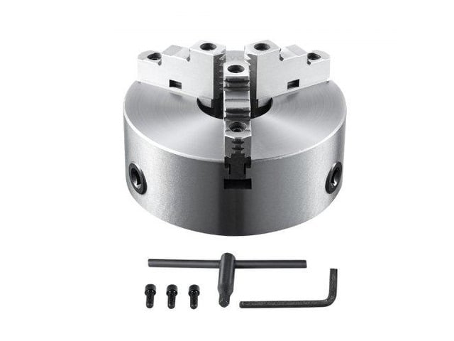 3-Jaw Lathe Chuck, 8'', Self-Centering Lathe Chuck, 0.16-8 in/4-200 mm Clamping Range with T-key Fixing Screws Hexagon Wrench, for Lathe 3D Printer...