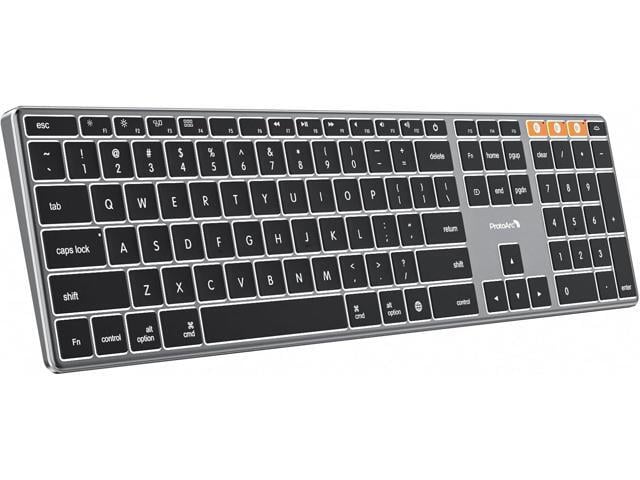 ProtoArc Backlit Wireless Keyboard for Mac, K110-A Aluminum Full Size Ultra Slim Bluetooth Keyboard, Multi-Device, Low Profile, Fluid Quiet Typing,...