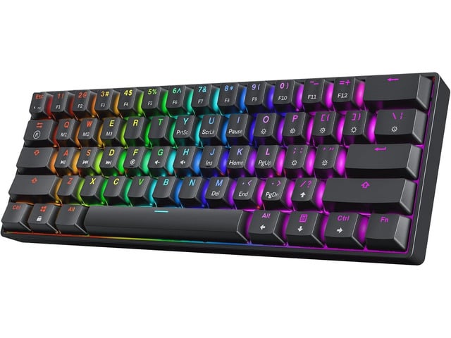 HK GAMING GK61 SE 60% Mechanical Gaming Keyboard 61 Keys Multi Color RGB LED Backlit for PC/Mac Gamer US Layout (Black, Mechanical Brown)