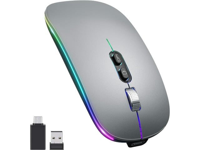 KEHIPIUpgrade LED Wireless Mouse, Slim Silent Mouse 2.4G Portable Mobile Optical Office Mouse with USB & Type-c Receiver, 3 Adjustable DPI Levels...