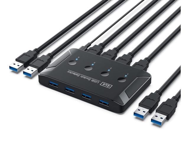 KEHIPI USB 3.0 Switch, Premium USB Switcher Computers Sharing 4 USB Devices for Keyboard Mouse Printer Scanner, Peripheral Switcher Box Compatible...