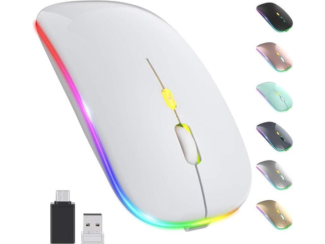 KEHIPI Upgrade LED Wireless Mouse, Slim Silent Mouse 2.4G Portable Mobile Optical Office Mouse with USB & Type-c Receiver, 3 Adjustable DPI Levels...