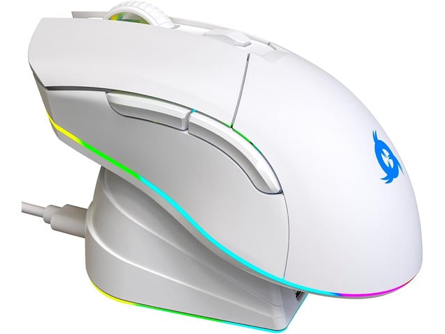 KLIM Blaze Pro Rechargeable Wireless Gaming Mouse with Charging Dock RGB - New Version - High-Precision Sensor and Long-Lasting Battery - Up to...